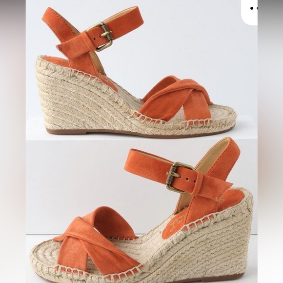 Splendid Fairfax Coral Soft Suede Leather Espadrille Wedge Heel - Picture 4 of 10
